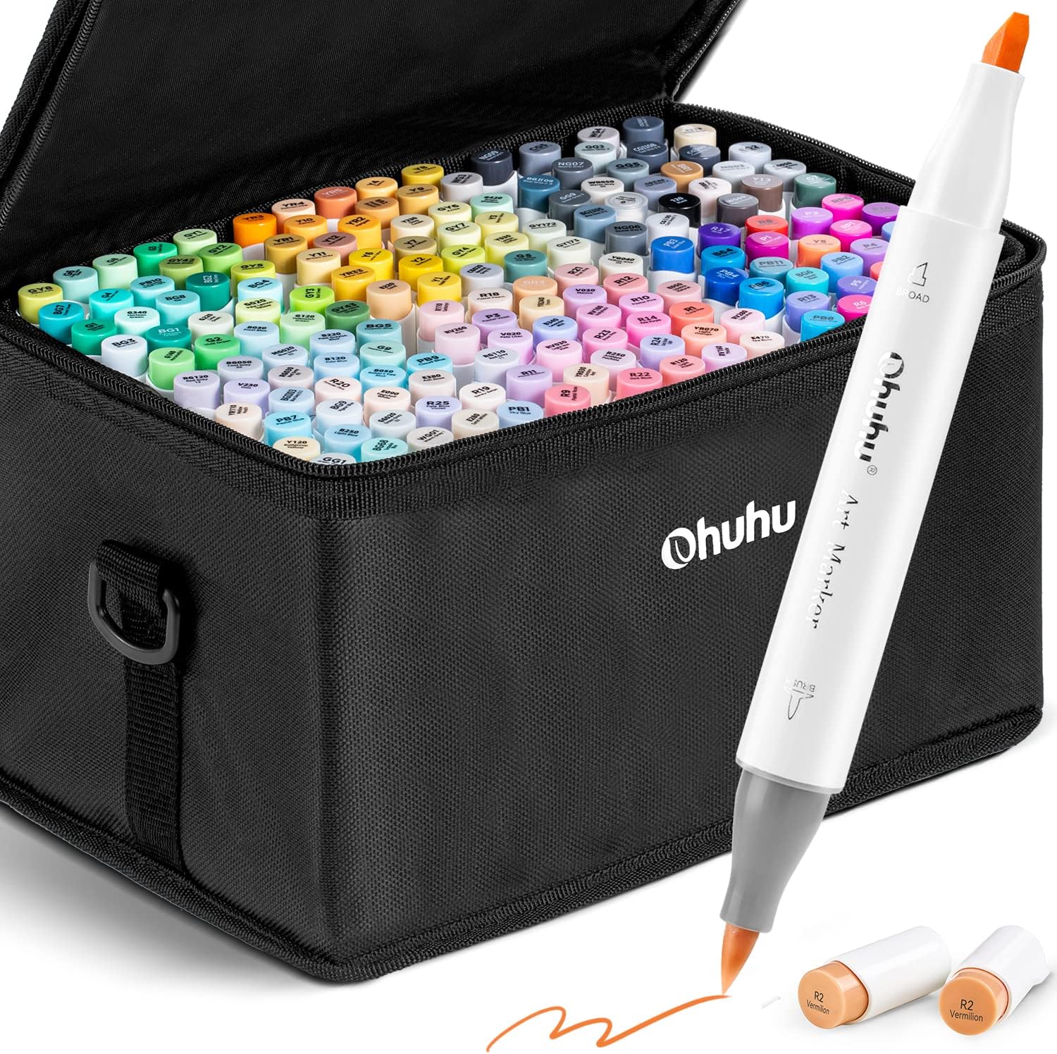 Ohuhu Alcohol Brush Markers 168-color Art Marker Set Double Tipped